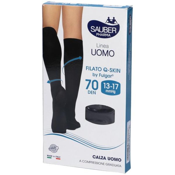 Sauber QSkin 70 Calze Donna a Compressione Graduata Fantasia Spiga Colore Nero Taglia Piccola Media