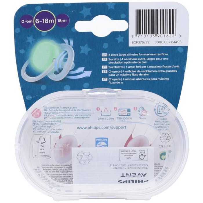 Philips Avent Succhietto Ultra Air 18+ Mesi in Silicone, Elefante e Hello, 2 Pezzi Senza BPA