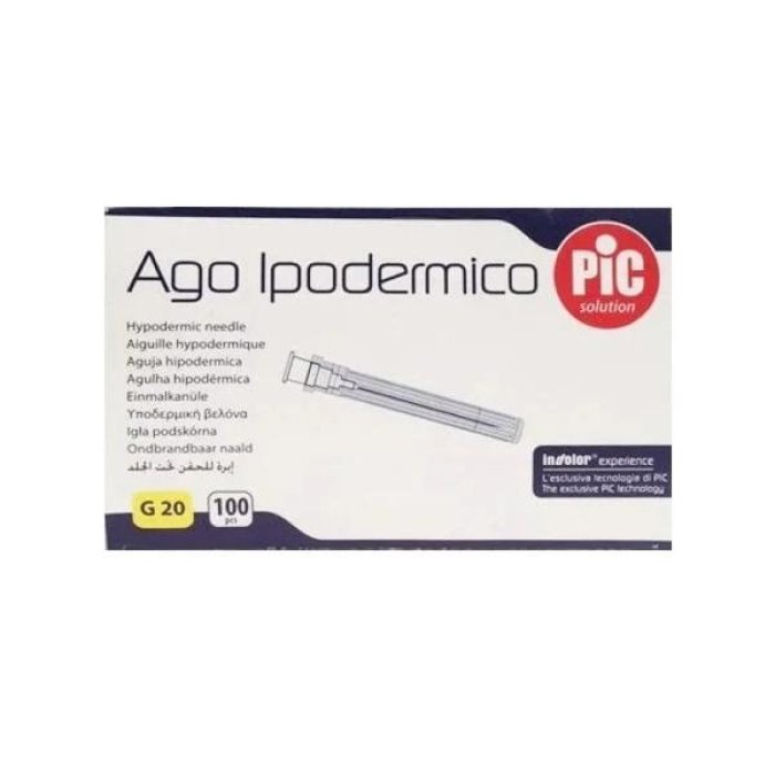 Ago Ipodermico Pic Calibro 20 Sterile Monouso per Iniezioni – Confezione da 100 Pezzi