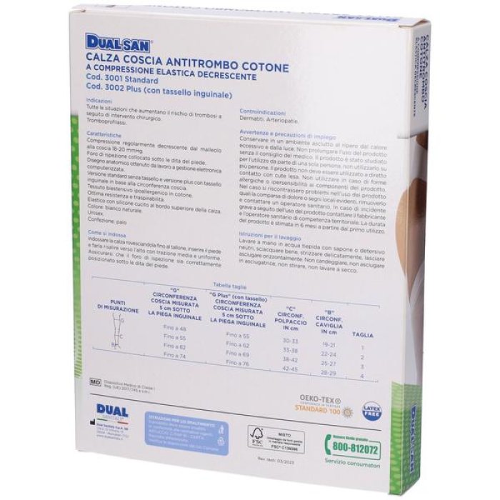 Dualsan Calza Terapeutica a Compressione Graduata Classe 1 con Tassello – Calza Elastica Medico Sanitaria per Gambe e Circolazione