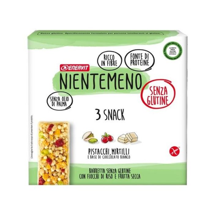 Nientemeno Barrette Pistacchio e Mirtilli Snack Confezione da 3 Pezzi