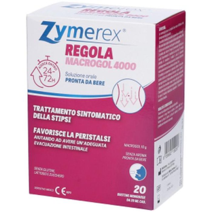 Zymerex Regola - Macrogol 4000 Trattamento Sintomatico della Stipsi 20 bustine