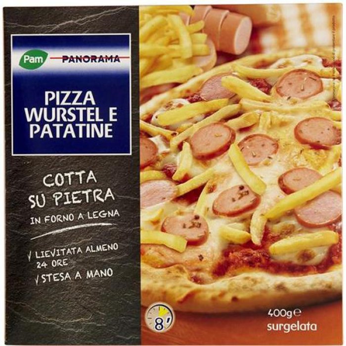 Pizza Wurstel e Patate 1000 g Surgelata | Pizza Famiglia 1 kg Ricca e Gustosa Pronta da Cuocere al Forno