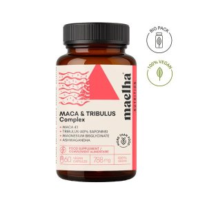 Maelha Nutr Maca e Tribulus Terrestris Integratore Alimentare 60 Capsule, Supporto Energia, Tono Muscolare e Vitalità per Uomo e Donna