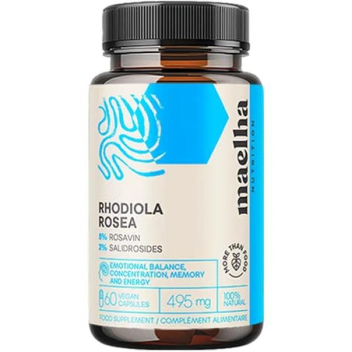 Maelha Nutr Rhodiola Rose Integratore con Rhodiola e Rose 60 Capsule | Supporto a Stress, Energia e Umore