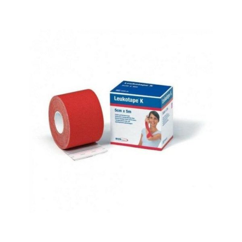 Actimove Leukot K Nastro Kinesiologico Rosso 5 cm x 5 m Bendaggio Elastico Adesivo per Sostegno Muscolare e Articolare