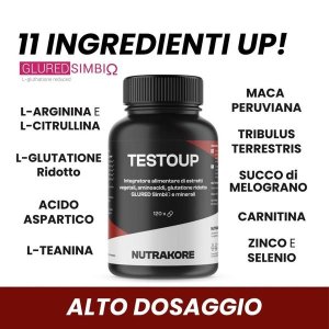 Nutrakore Testoup 120 Compresse Integratore per Uomo Supporto Naturale al Testosterone Massa Muscolare Energia e Vitalità