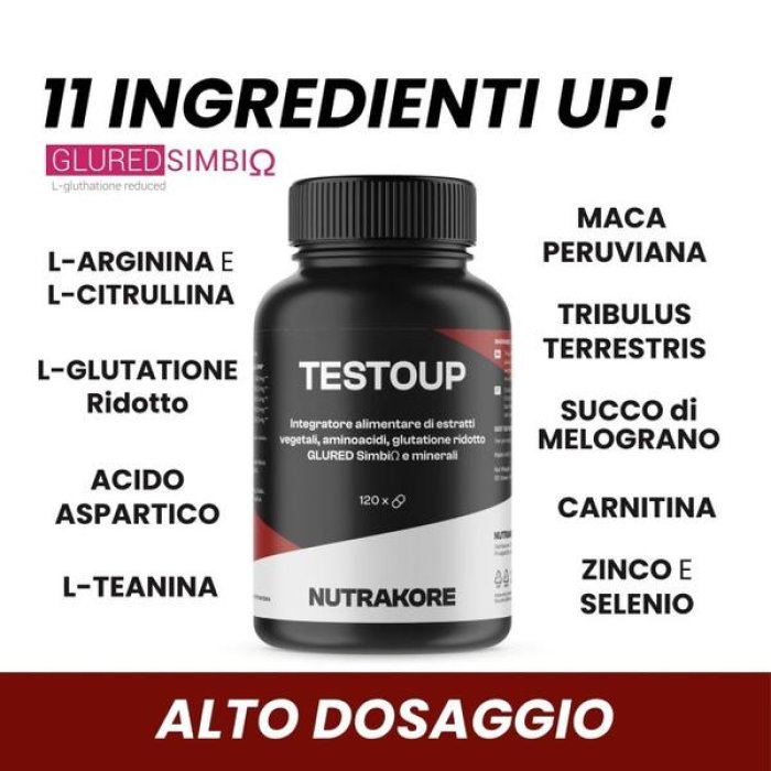 Nutrakore Testoup 120 Compresse Integratore per Uomo Supporto Naturale al Testosterone Massa Muscolare Energia e Vitalità