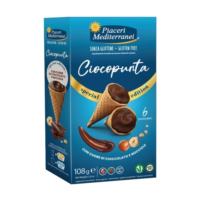 Piaceri Mediterranei Ciocopunta Coni di Cioccolato Senza Glutine, 108g