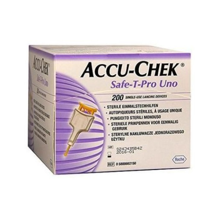 Accu-chek Safe T Pro Uno Lancette Pungidito per misurazione glicemia 200 Pezzi