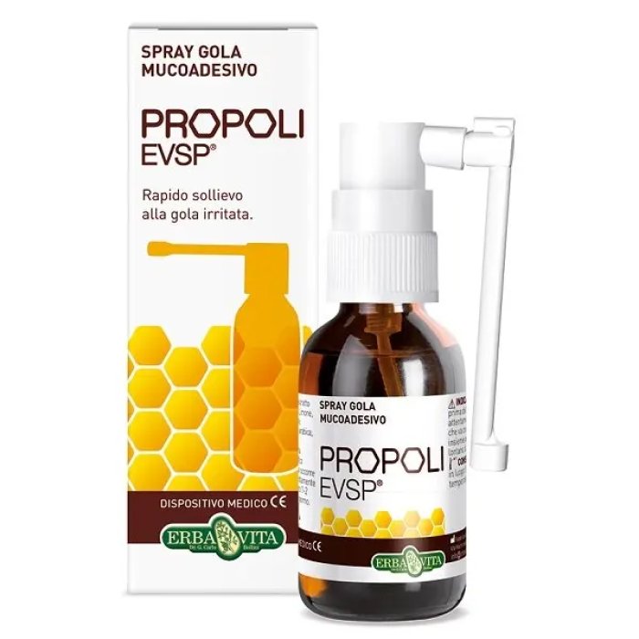 Erba Vita Propoli EVSP Spray Gola 20ml - Dispositivo Medico Senza Alcol per Irritazioni Gola