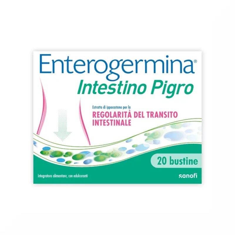 Enterogermina Intestino Pigro Fermenti Lattici, Probiotici, Prebiotici, FOS, Integratore Regolarità Intestinale 20+20 bustine
