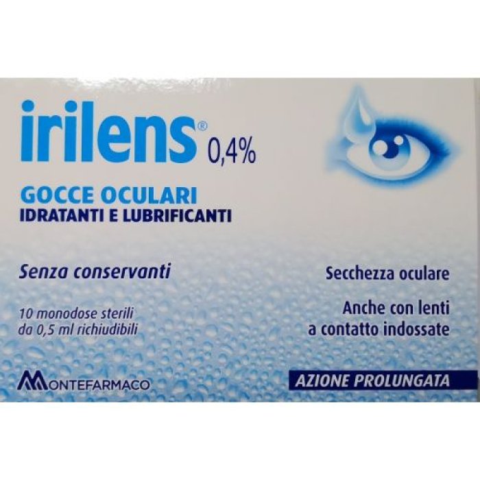 Irilens 0,4% gocce oculari idratanti lubrificanti 10 monodose collirio sterili richiudibili da 0,5ml