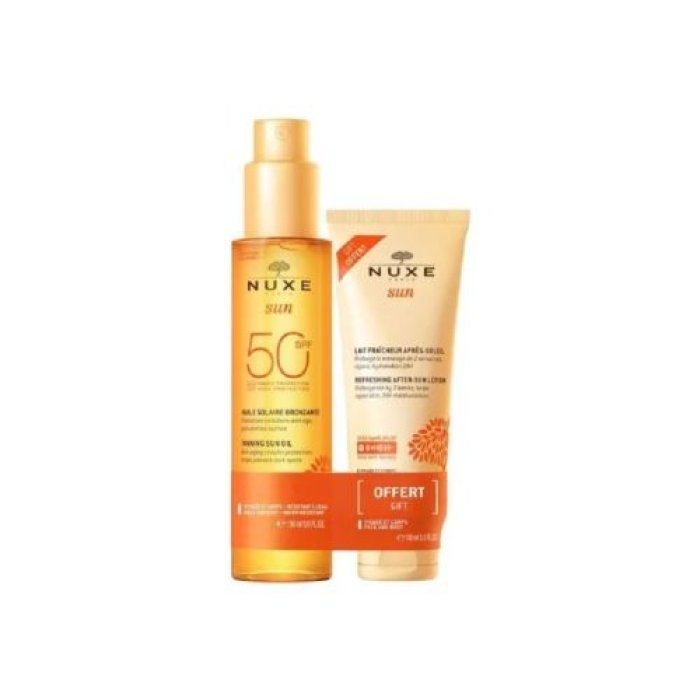 Nuxe Sun olio solare abbronzante spf 50 150ml + Nuxe Sun latte doposole 100ml in omaggio