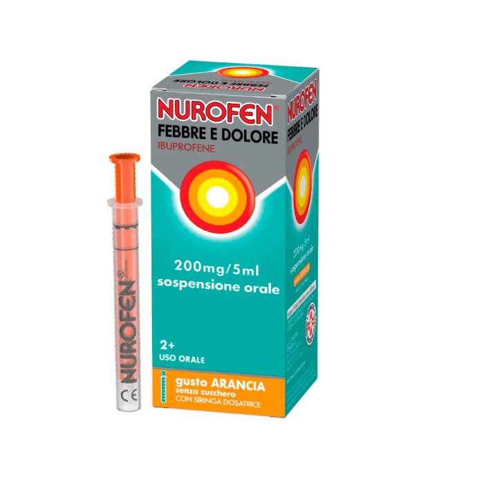 Nurofen Febbre e Dolore 200mg/5ml sospensione orale gusto arancia senza zucchero