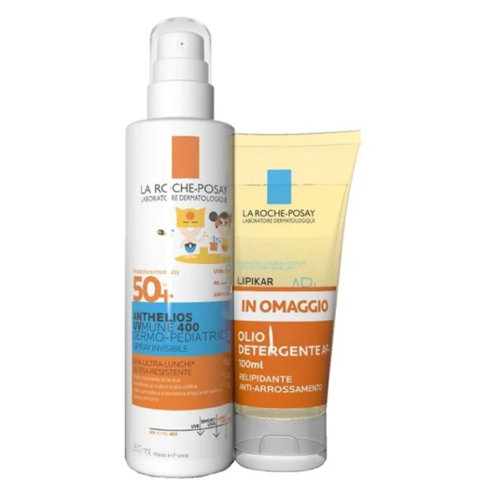  Anthelios Spray UVMune Bambino SPF50+ 200ml con Lipikar Olio Detergente AP+ 100ml Omaggio