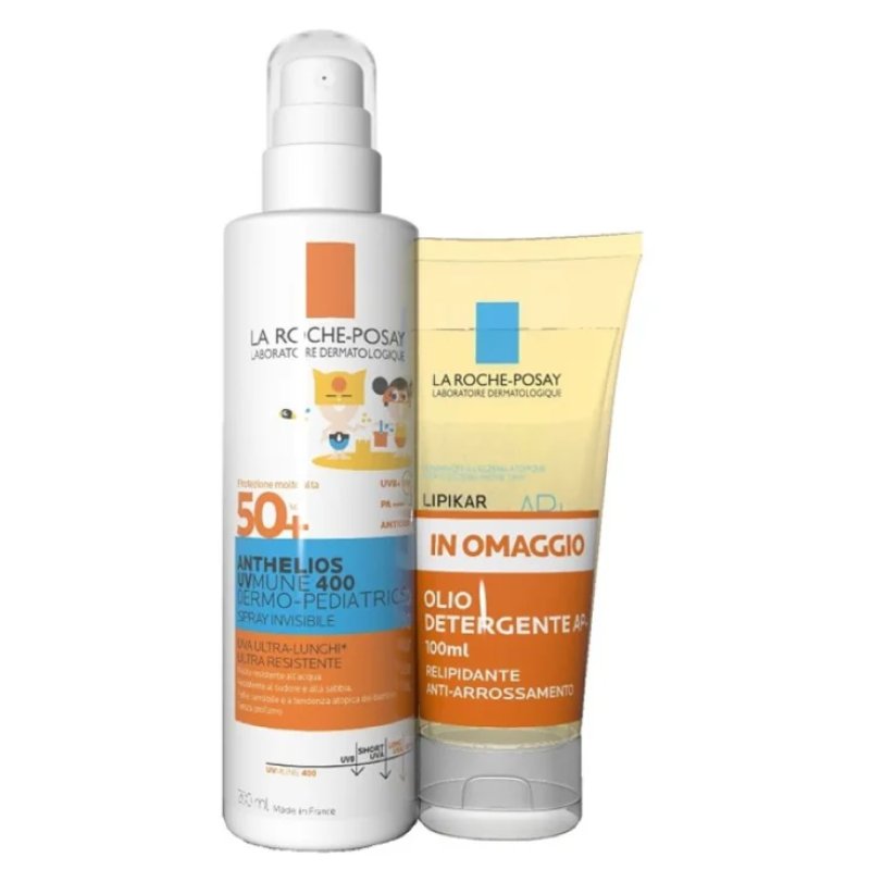  Anthelios Spray UVMune Bambino SPF50+ 200ml con Lipikar Olio Detergente AP+ 100ml Omaggio