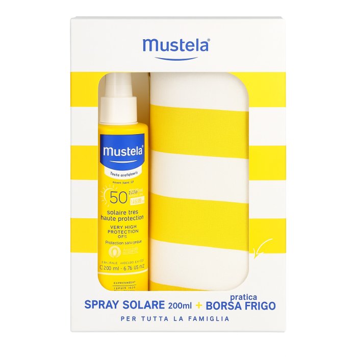 Mustela Spray Latte Solare SPF50 Protezione Alta per Bambini 200ml + Borsa Frigo