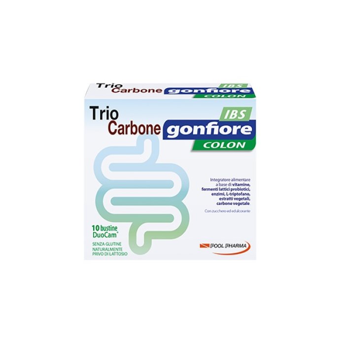 Pool Pharma Equilibrio e Salute Trio Carbone Gonfiore Colon Ibs Duocam Colon 10 Buste Bipartite