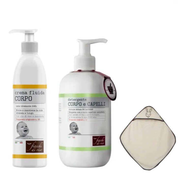 Fiocchi di riso cofanetto bagnetto crema fluida corpo 240 ml + detergente corpo e capelli talco 400 ml