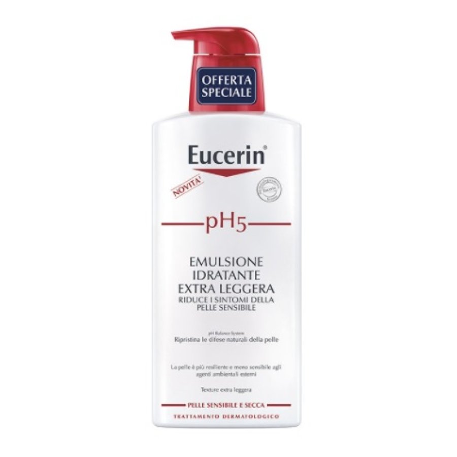 Eucerin pH5 Emulsione Idratante Extra Leggera Trattamento Dermatologico 400 ml Eucerin pH5 Emulsione Idratante Extra Leggera Trattamento Dermatologico 400 ml