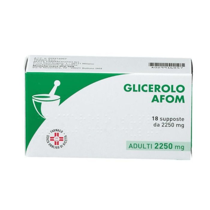 Glicerolo Afom Supposte Adulti 2250 mg Trattamento stitichezza occasionale 18 Supposte