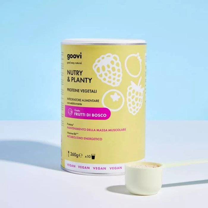 Goovi Proteine Vegetali in Polvere Gusto Frutti di Bosco 260 g