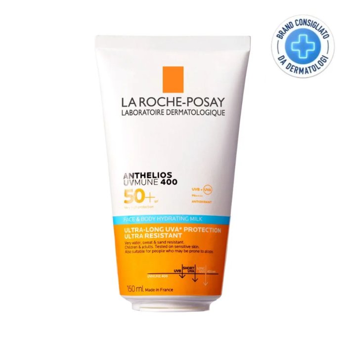 La Roche-Posay Anthelios - UVMune 400 Latte Viso e Corpo SPF50+ Latte Solare Adulti e Bambini, 150ml