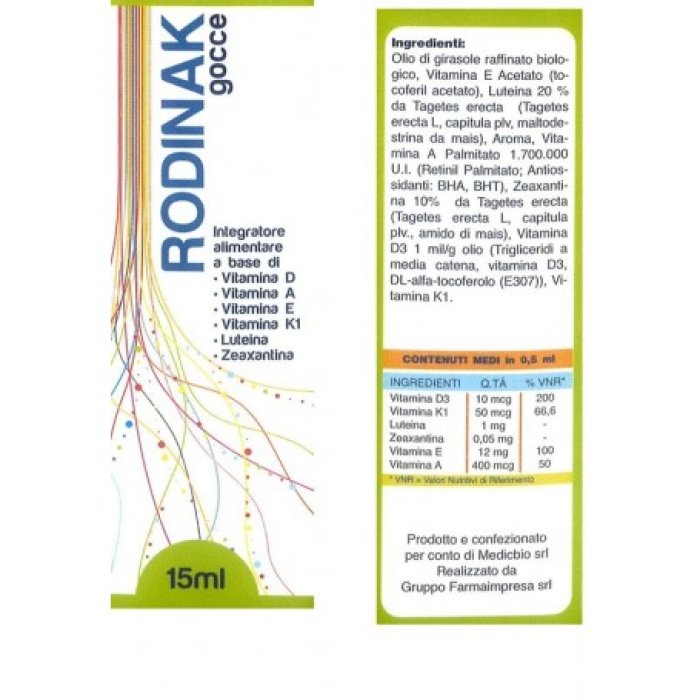 Rodinak gocce integratore multivitaminico per età pediatrica flacone da 15 ml