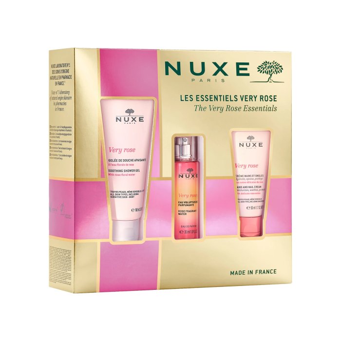 Nuxe Cofanetto Very Rose Gel Doccia 100ml + Acqua Profumata 30ml + Crema Mani e Unghie 50ml