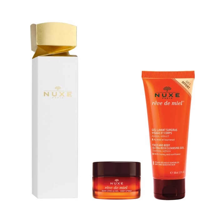 Nuxe Cracker Rêve De Miel Cofanetto Balsamo Labbra 15g + Gel Doccia Viso e Corpo 100ml