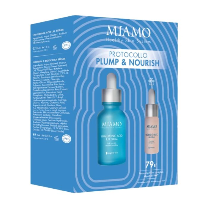 Miamo Protocollo Plump & Nourish Hyaluronic Acid L.H. Serum 30ml + Nourish 3-Biotic Rich Serum 10ml
