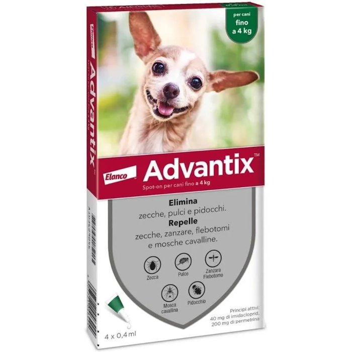 Advantix Spot On Cani Fino 4Kg - 6 Pipette 0,4ml Soluzione