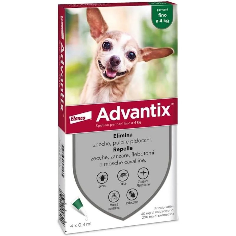 Advantix Spot On Cani Fino 4Kg - 6 Pipette 0,4ml Soluzione