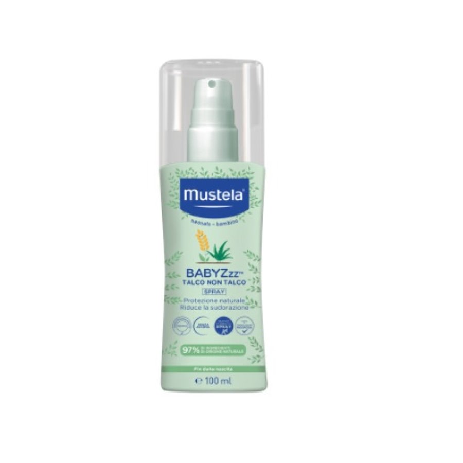 Mustela Trattamenti Delicati per Mamme e Bambini Babyzzz Talco No Talco Lenitivo e Protettivo Spray 100 ml