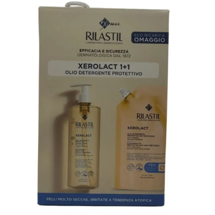 Rilastil Xerolact Olio Detergente 750ml + Ricarica da 750 ml  (1500 ml totali  )
