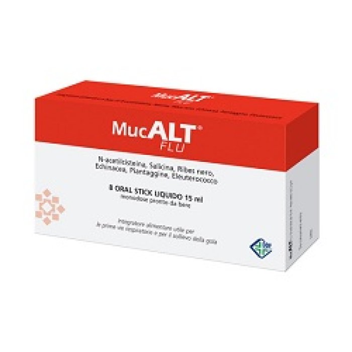 Aurora Biofarma Mucalt Flu Integratore Alimentare 8 Oral Stick 15 ml