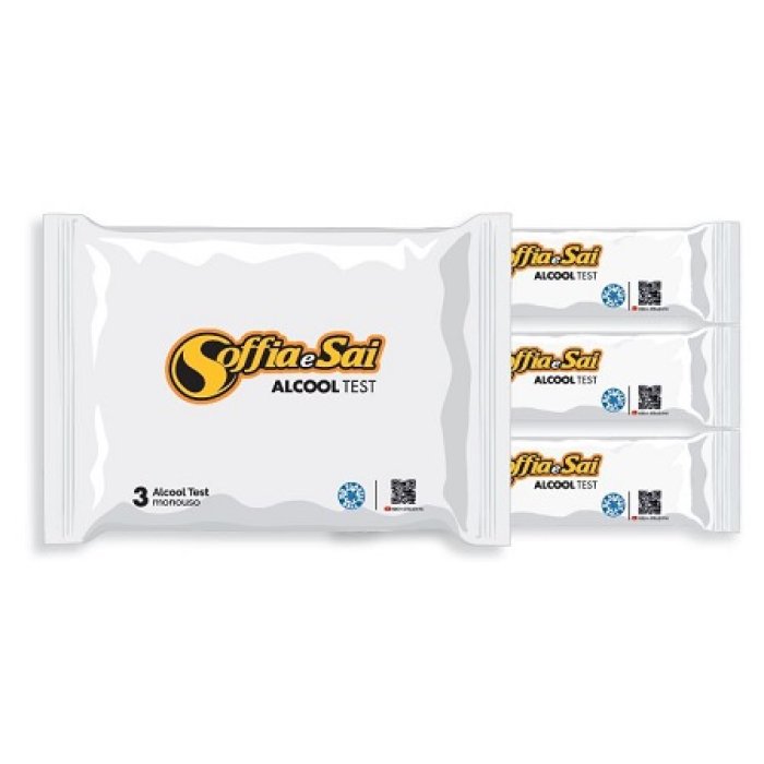 Soffia e Sai Alcool Test 3 pezzi - test monouso per rilevazione alcol