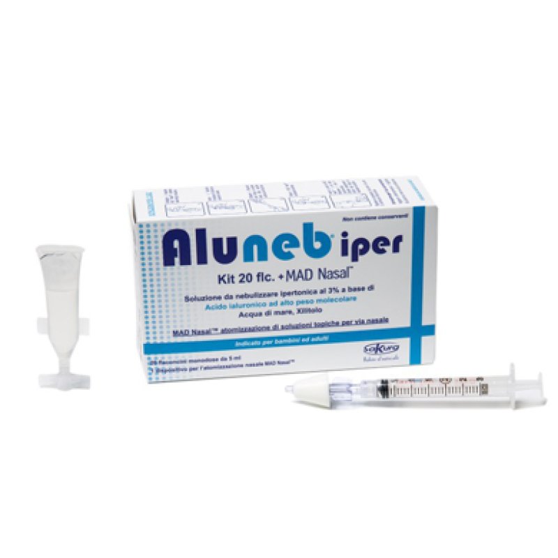 Aluneb Kit 20 Flaconcini + MAD Nasal – Soluzione Salina Ipertonica per la Pulizia Nasale