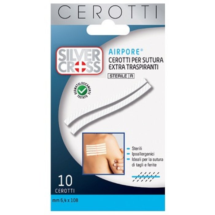 Silver Cross Airpore Cerotti Per Sutura Extra Traspiranti 6,4 X 108 mm 10 Pezzi