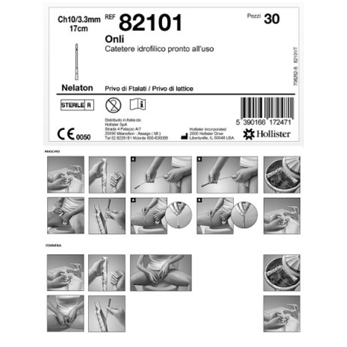 Hollister Catetere Idrofilico Onli 17 Cm Ch 10 30 Pezzi