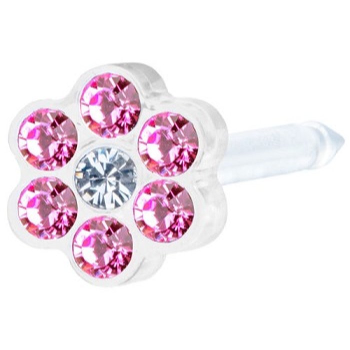 Orecchino Singolo Daisy 5 mm con Cristalli Rose e Crystal per Donna in Metallo Anallergico Elegante 