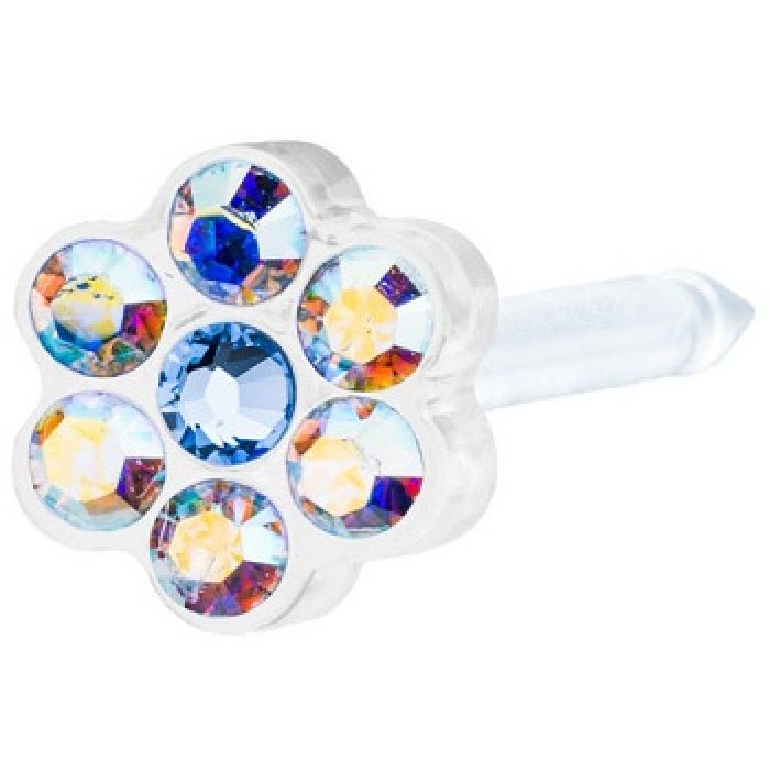 EP MP Daisy 5 mm orecchino rainbow/alexandrite - stud colorato in acciaio chirurgico