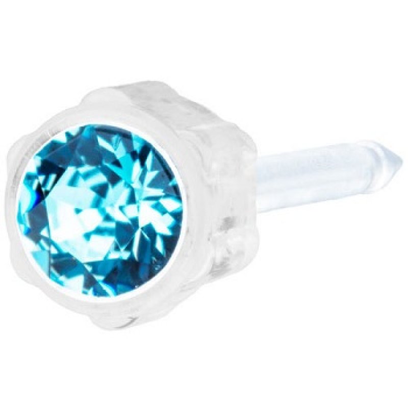 EP MP orecchino 4 mm aquamarine - punto luce azzurro 4 mm