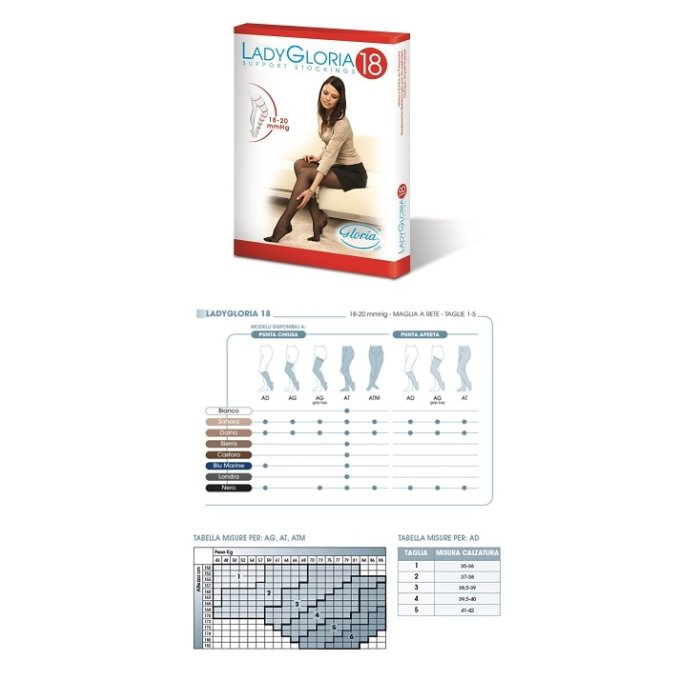 LadyGloria 18 Gambaletto a Compressione Graduata Calza Elastica Donna Colore Daino Misura 4