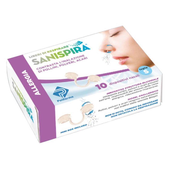 Sanispira Allergia Filtri Nasali Taglia M 10 Pezzi per Rinite Allergica, Pollini e Polvere