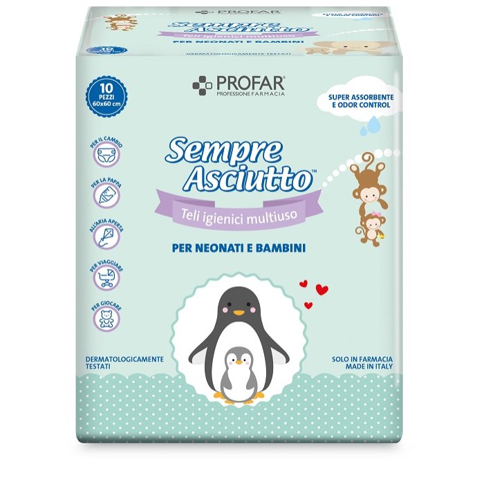 Profar Sempre Asciutto - Teli Igienici Multiuso Misura 60 x 60 cm 10 Pezzi