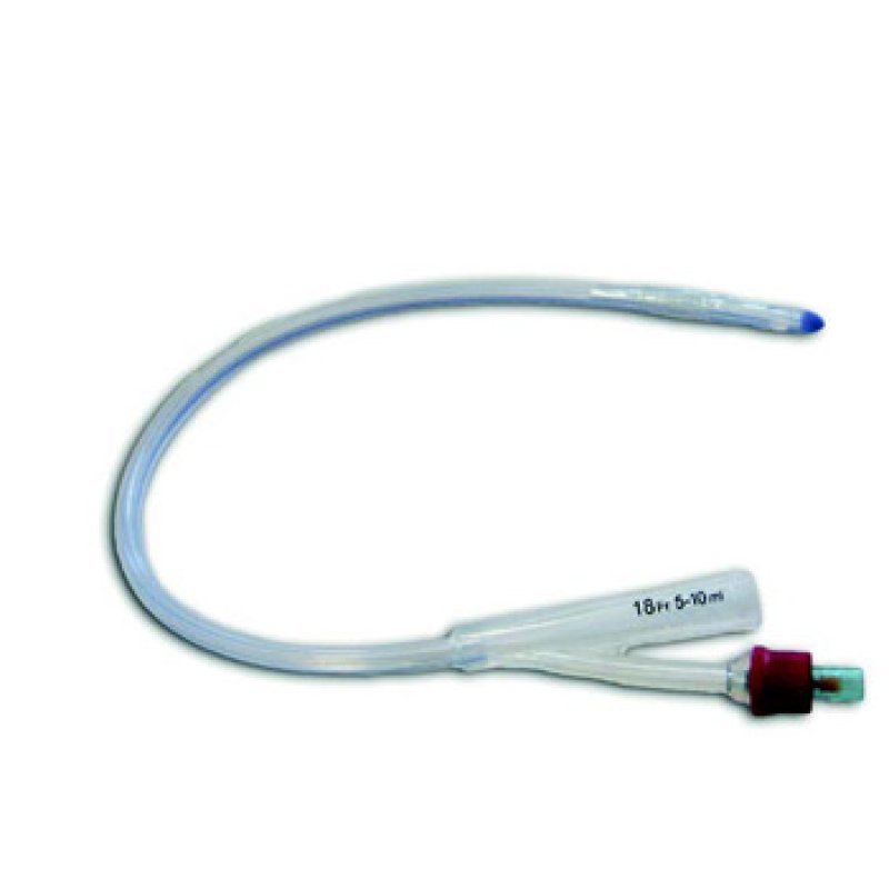 Catetere Foley in silicone 2 vie CH18 Secur con palloncino monouso sterile