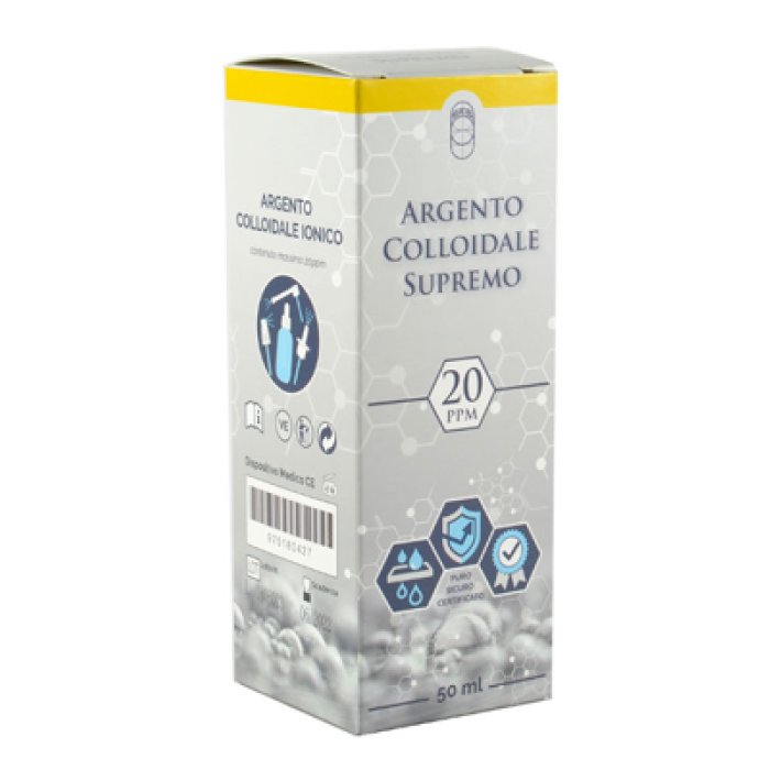 Argento Colloidale Ionico Supremo 20 PPM Dispositivo Medico con Erogatori 50 ml