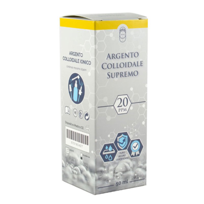 Argento Colloidale Ionico Supremo 20 PPM Dispositivo Medico con Erogatori 50 ml